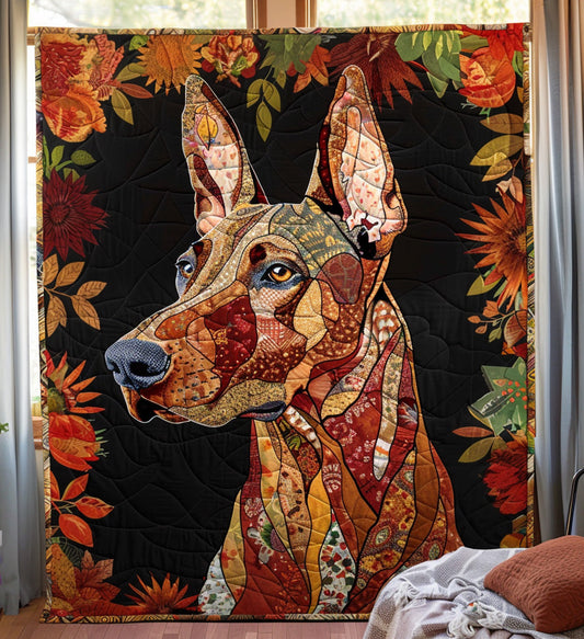 Autumn Doberman Bliss Quilted Blanket