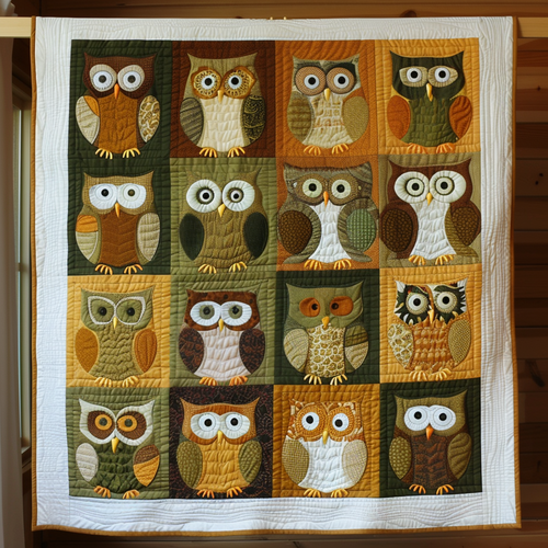 Autumn Owls Quilted Blanket