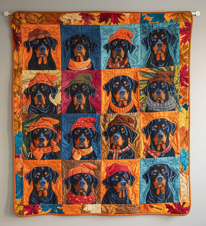 Autumn Rottweiler Retreat Quilted Blanket