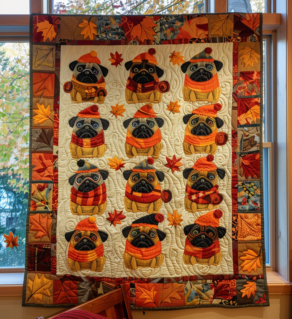 Pug Quilted Blanket
