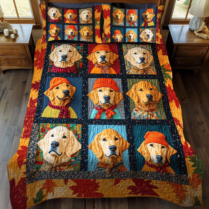 Autumn Vibes & Retriever Love 3-Piece Quilted Bedding Set