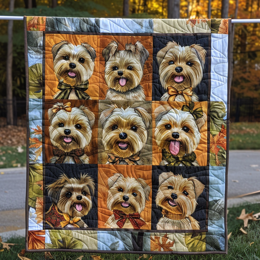 Autumn Yorkie Quilted Blanket