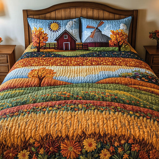 Autumn Bloom 3-Piece Quilted Bedding Set