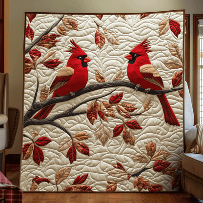 Autumn Cardinal Quilted Blanket