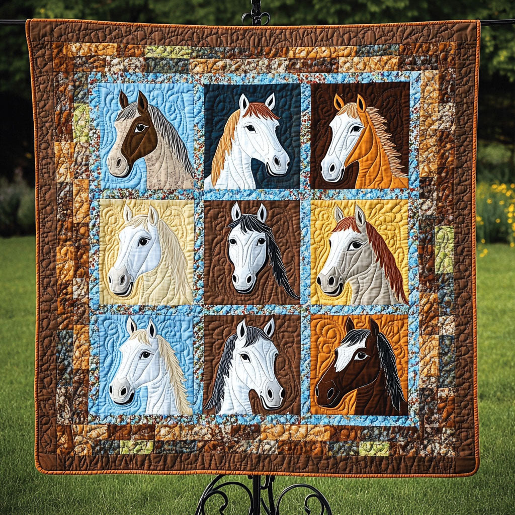 Autumn Equine Quilted Blanket
