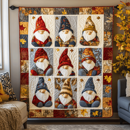 Autumn Gnomes Quilted Blanket