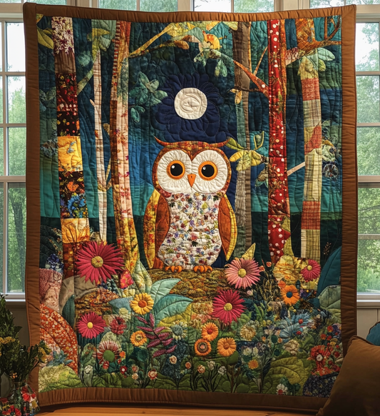 Autumn Hoots Quilted Blanket