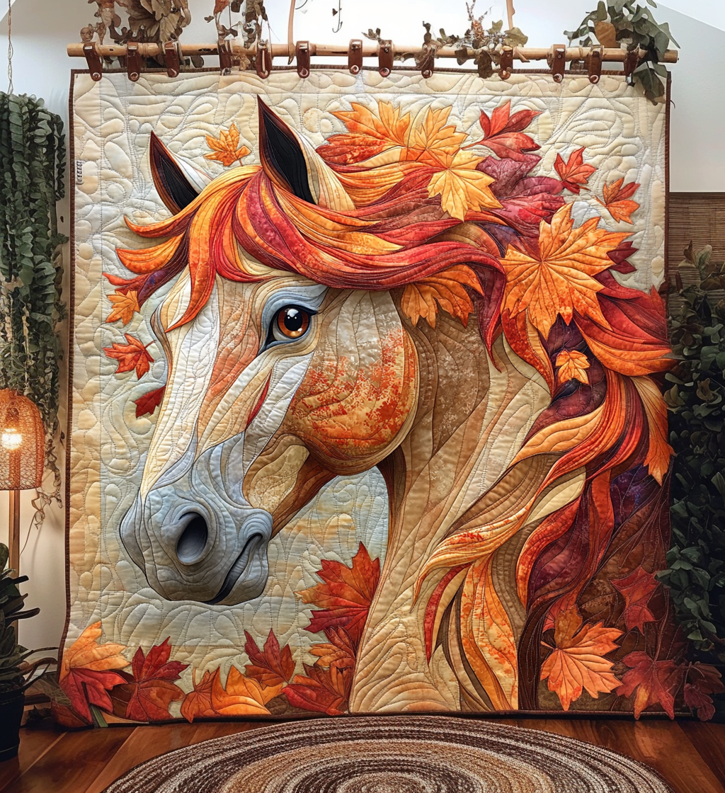 Autumn Horse Quilted Blanket