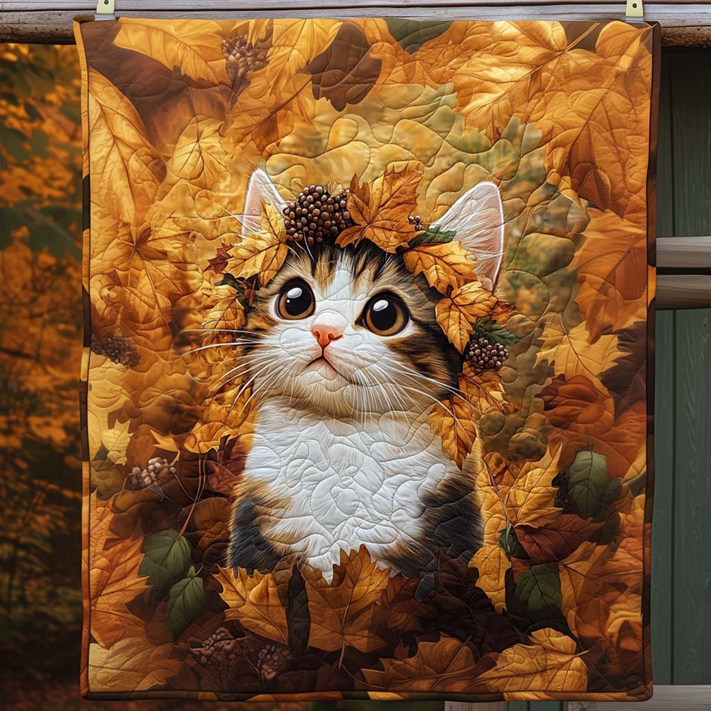 Autumn Kitten Quilted Blanket