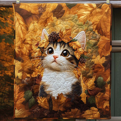 Autumn Kitten Quilted Blanket