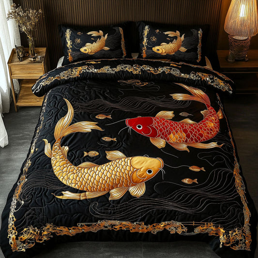 Autumn Koi 3-Piece Quilted Bedding Set