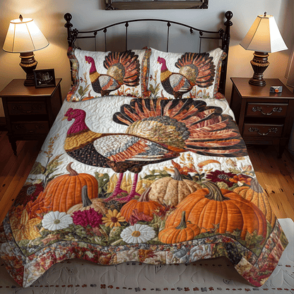 Autumn Magic Turkey 3-Piece Quilted Bedding Set