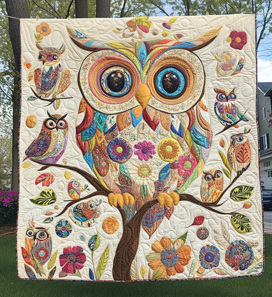 Autumn Owl Quilted Blanket