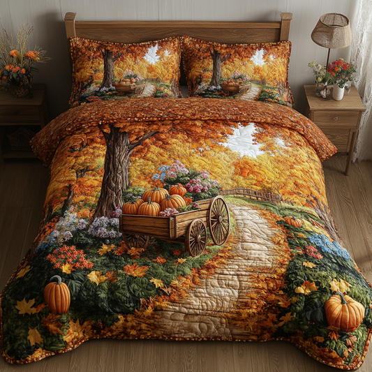 Autumn Pumpkin 3-Piece Quilted Bedding Set