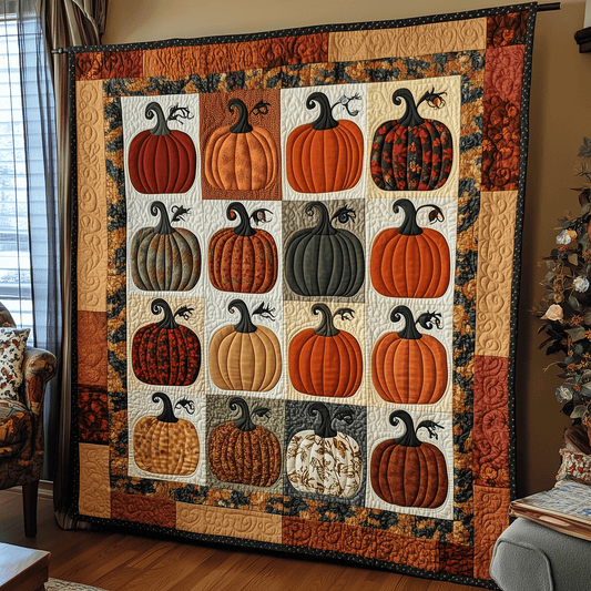 Autumn Pumpkins Quilted Blanket