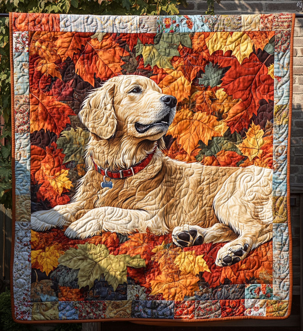 Autumn Retriever Moments Quilted Blanket