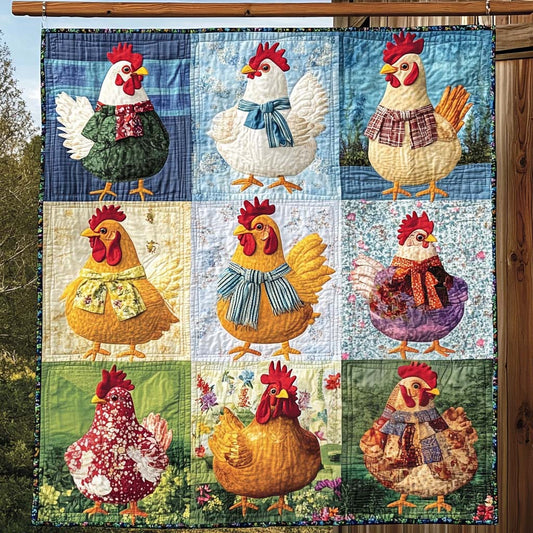 Autumn Roosters Quilted Blanket
