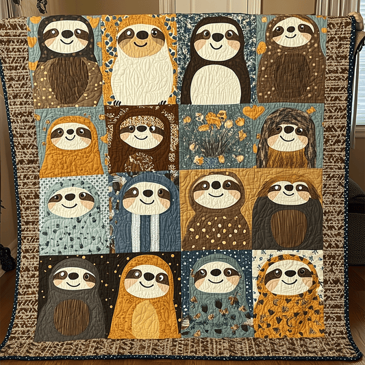 Autumn Sloths Quilted Blanket