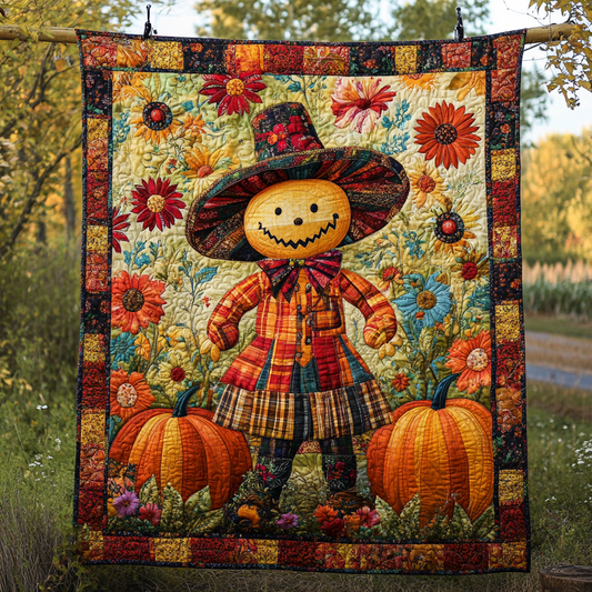 Autumn Splendor Scarecrow Quilted Blanket