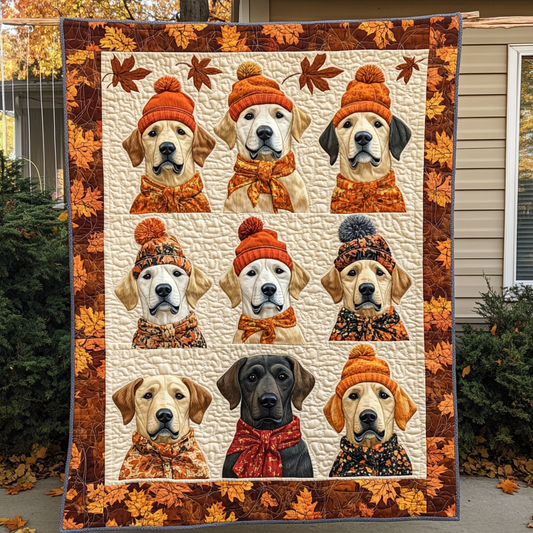 Autumn Themed Labrador Quilted Blanket