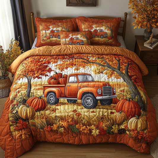 Autumn Truck 3-Piece Quilted Bedding Set