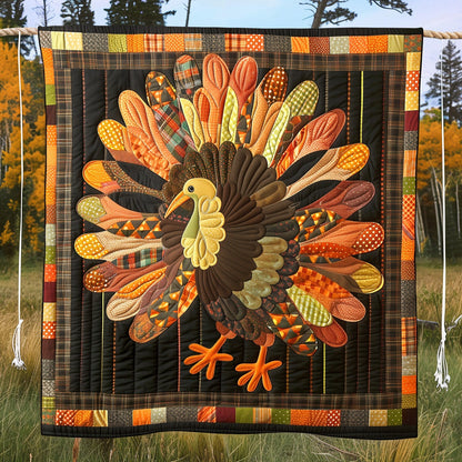 Autumn Turkey Quilted Blanket