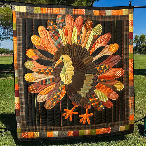 Autumn Turkey Quilted Blanket