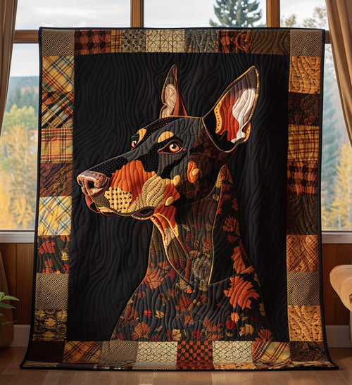 Autumnal Doberman Dreams Quilted Blanket