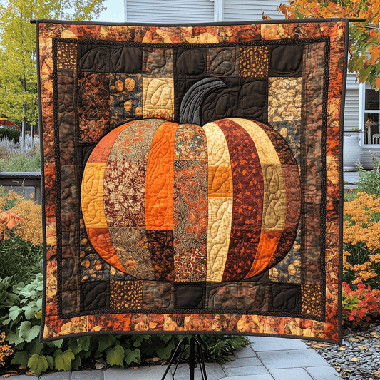Autumnal Pumpkin Quilted Blanket