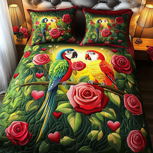 Avian Embrace 3-Piece Quilted Bedding Set