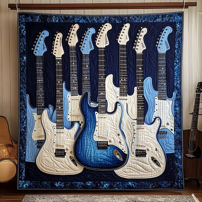 Azure Echoes Quilted Blanket