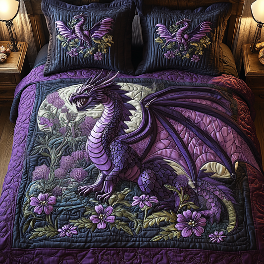 Azure Flame 3-Piece Quilted Bedding Set