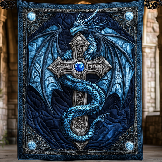 Azure Guardian Quilted Blanket