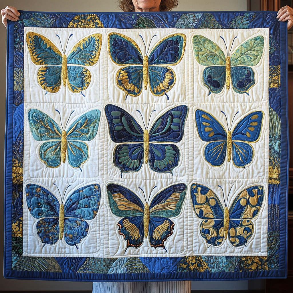 Azure Harmony Quilted Blanket