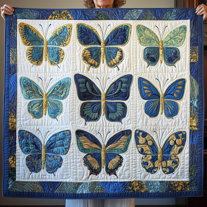 Azure Harmony Quilted Blanket