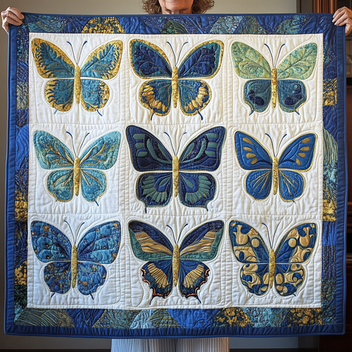 Azure Harmony Quilted Blanket
