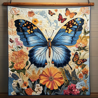 Azure Monarch Bliss Quilted Blanket