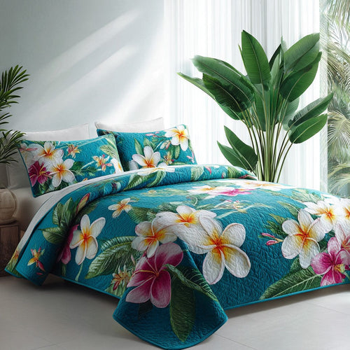 Azure Oasis 3-Piece Quilted Bedding Set
