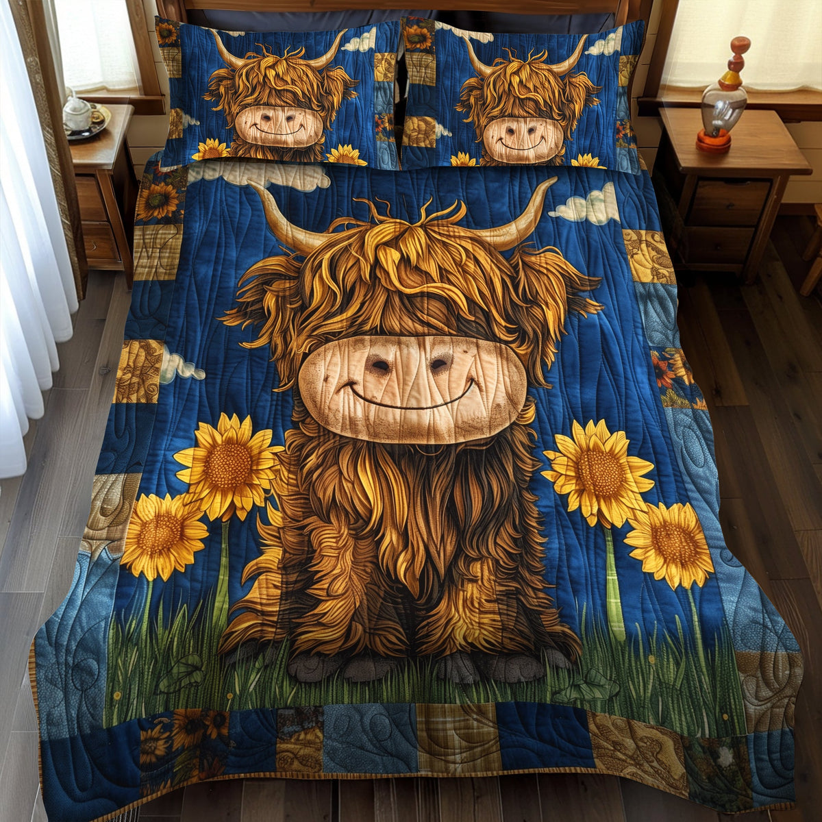 Baby Highland Cow 3-Piece Quilted Bedding Set