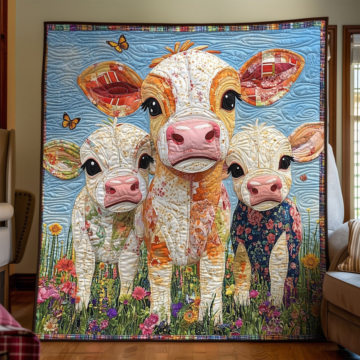Baby Cows Quilted Blanket