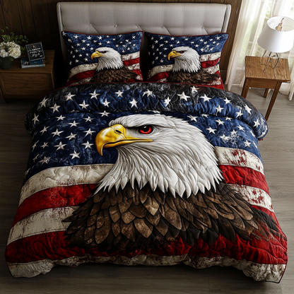 Bald Eagle Flight 3-Piece Quilted Bedding Set