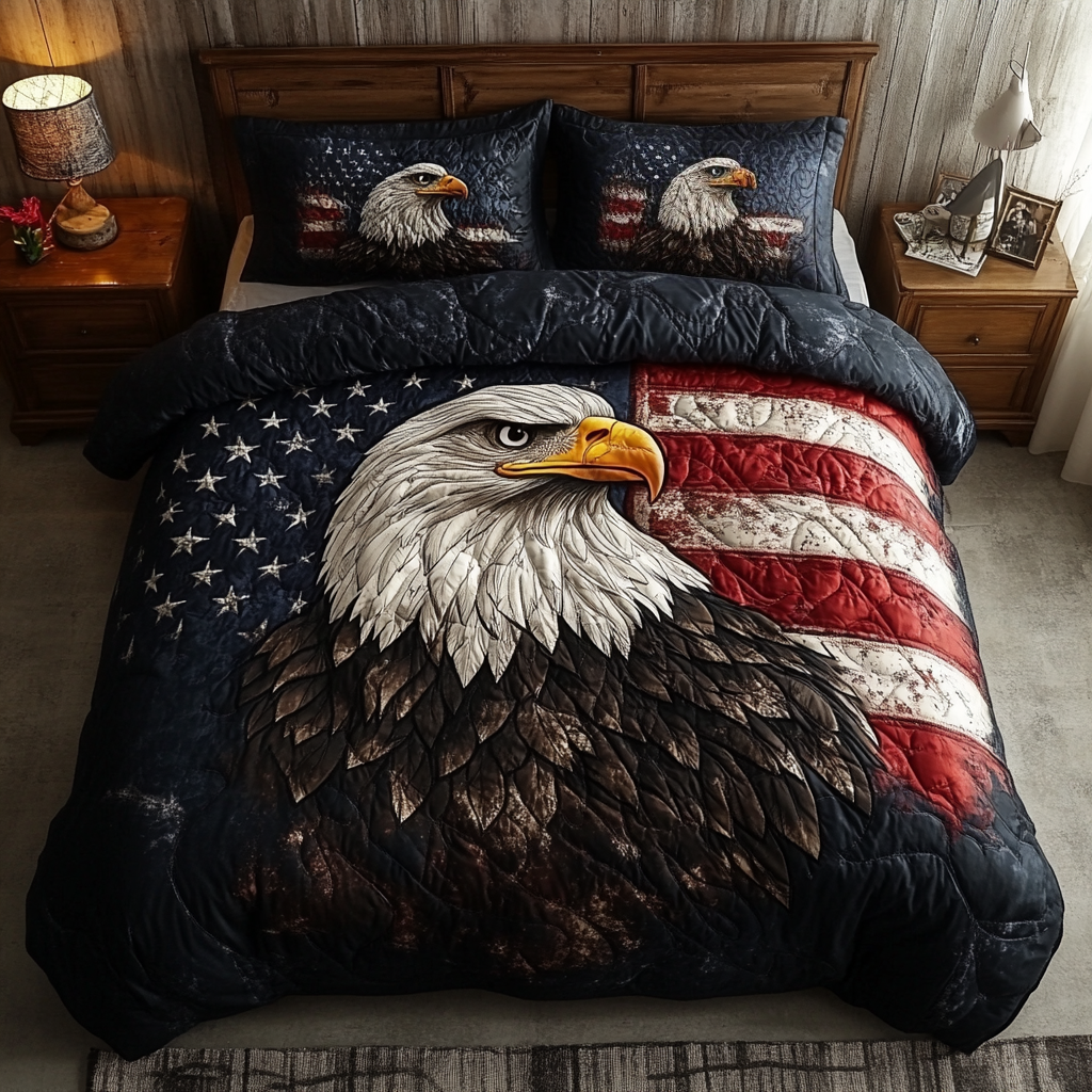 Eagle Patriotic 3-Piece Quilted Bedding Set