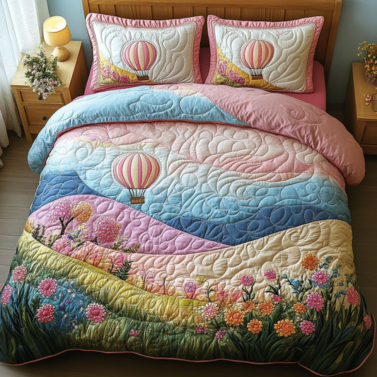 Balloon Odyssey 3-Piece Quilted Bedding Set