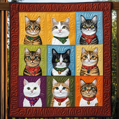Bandana Felines Quilted Blanket