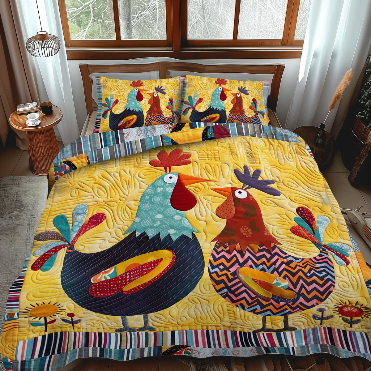 Barnyard Couple 3-Piece Quilted Bedding Set