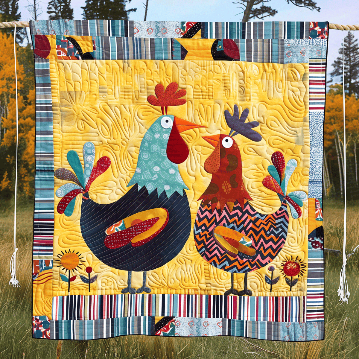 Barnyard Couple Quilted Blanket