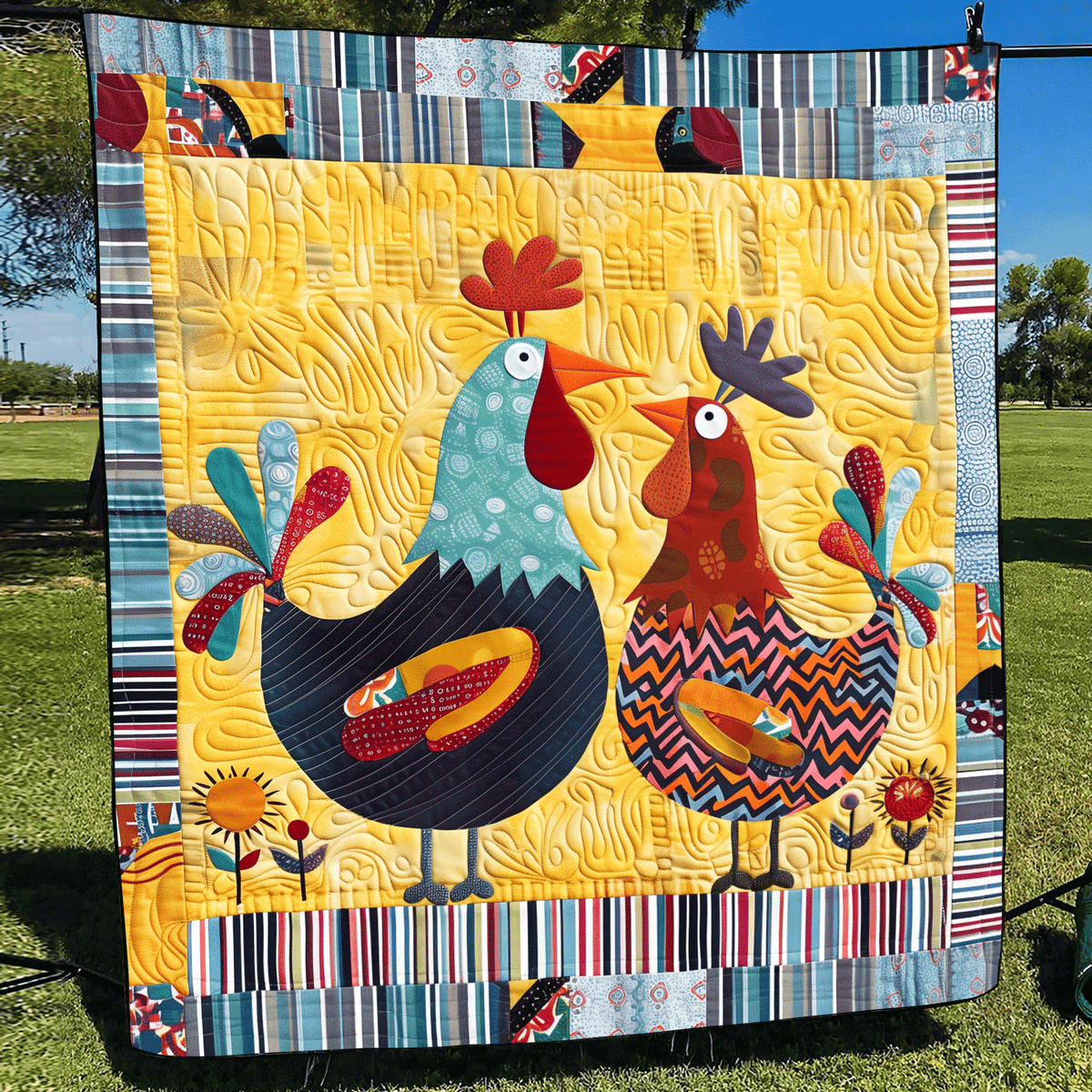 Barnyard Couple Quilted Blanket