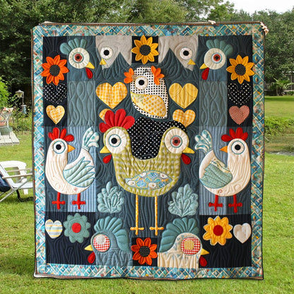 Barnyard Hens Quilted Blanket