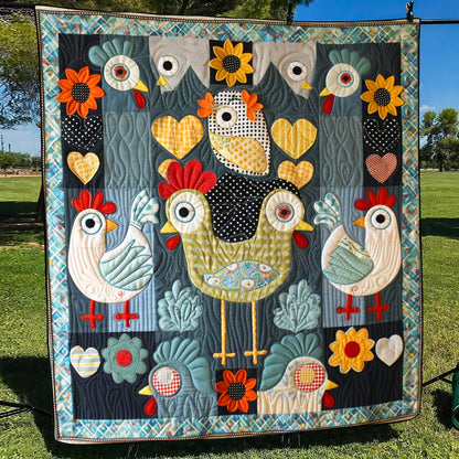 Barnyard Hens Quilted Blanket