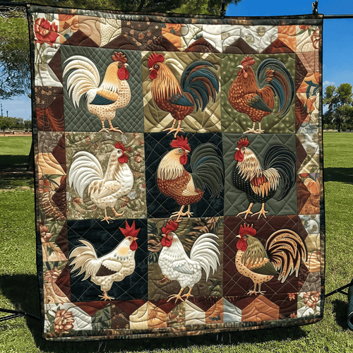 Barnyard Rooster Quilted Blanket
